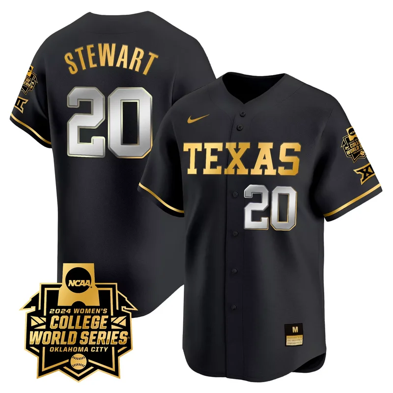 Black Gold Katie Stewart texas longhorns college world series champions jersey v2 all stitched
