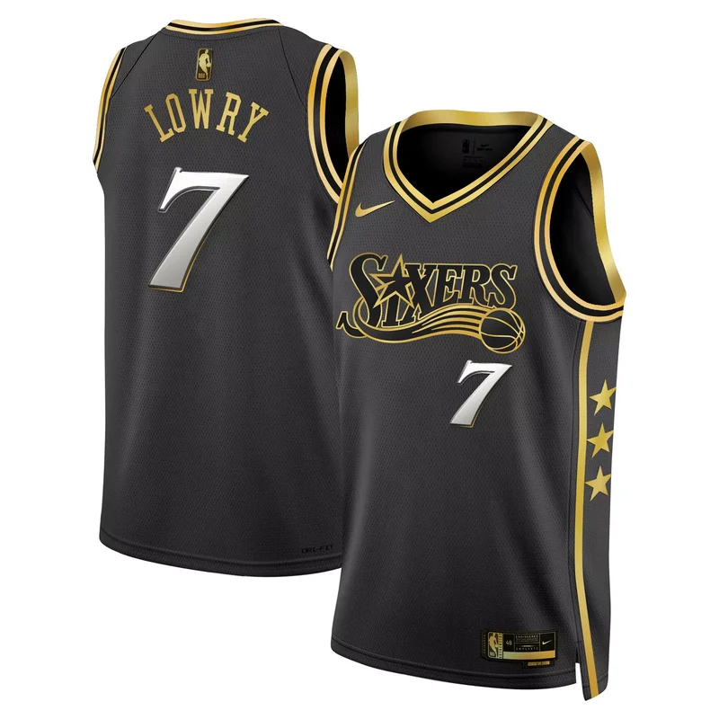 Black Gold philadelphia 76ers swingman custom jersey all stitched - Image 2