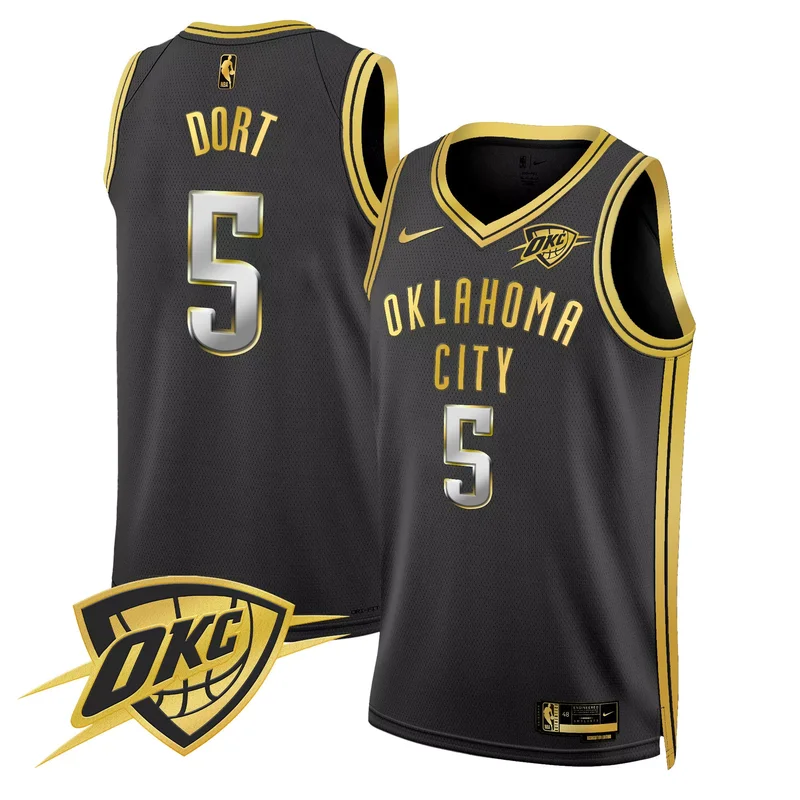 Black Gold Luguentz Dort oklahoma City thunder swingman jersey v2 all stitched