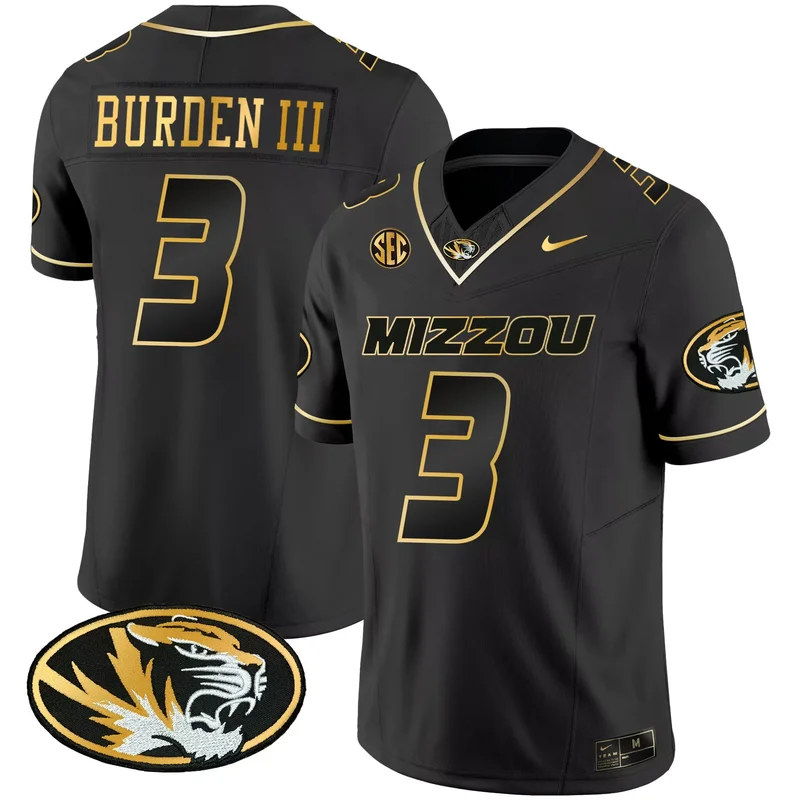 Black Gold Luther Burden III missouri tigers Gold jersey all stitched