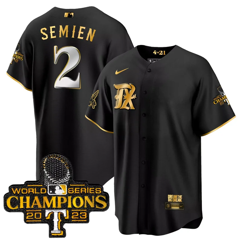 Black Gold Adolis Garcia texas rangers 2023 world series champions City connect flex Gold jersey all stitched - Image 2