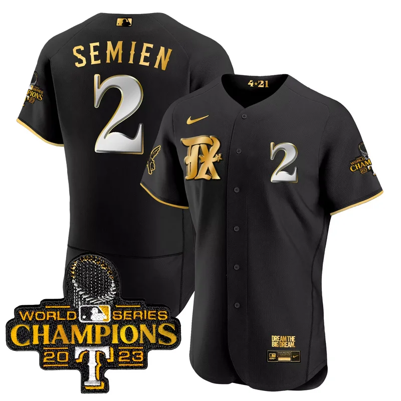 Black Gold Corey Seager texas rangers 2023 world series champions City connect flex Gold jersey all stitched - Image 5