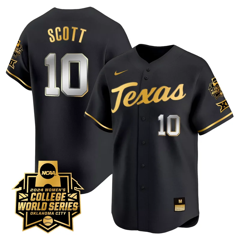 Black Gold Mia Scott texas longhorns college world series champions jersey all stitched