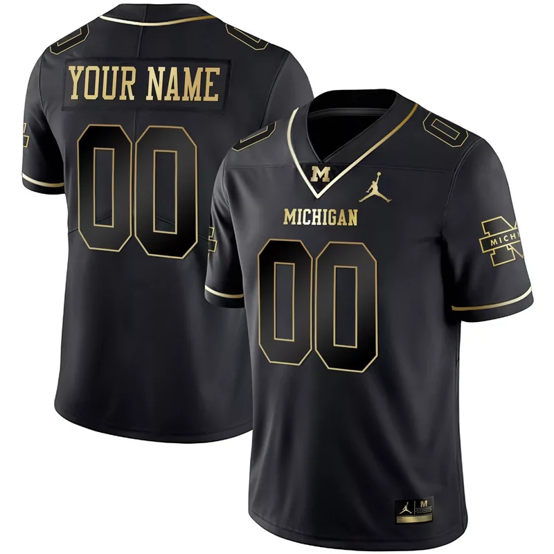 Black Gold michigan wolverines custom name number jersey all stitched