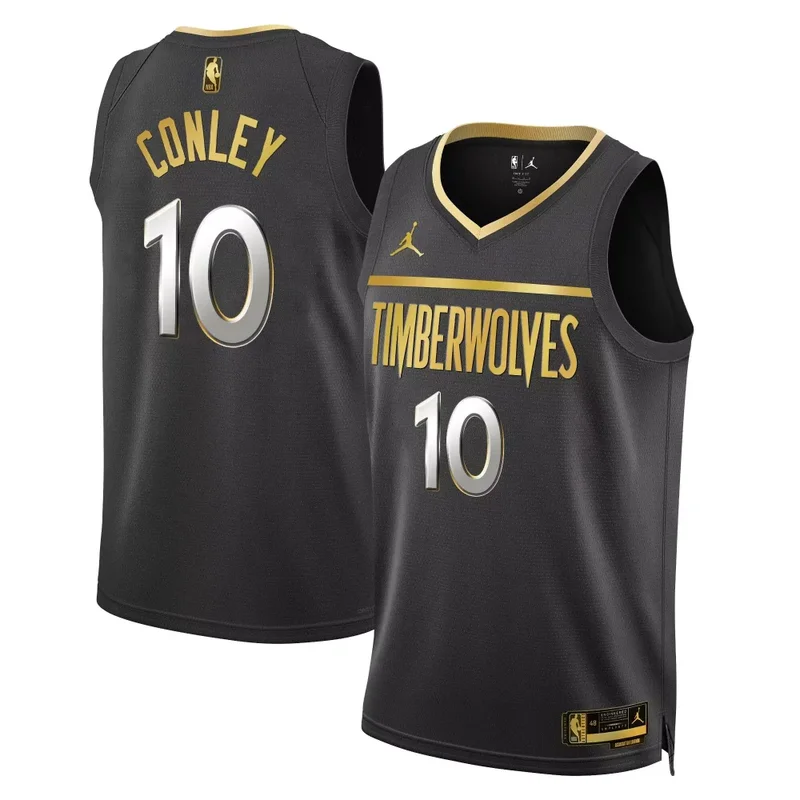 Black Gold Mike Conley Minnesota Timberwolves Swingman Jersey All Stitched
