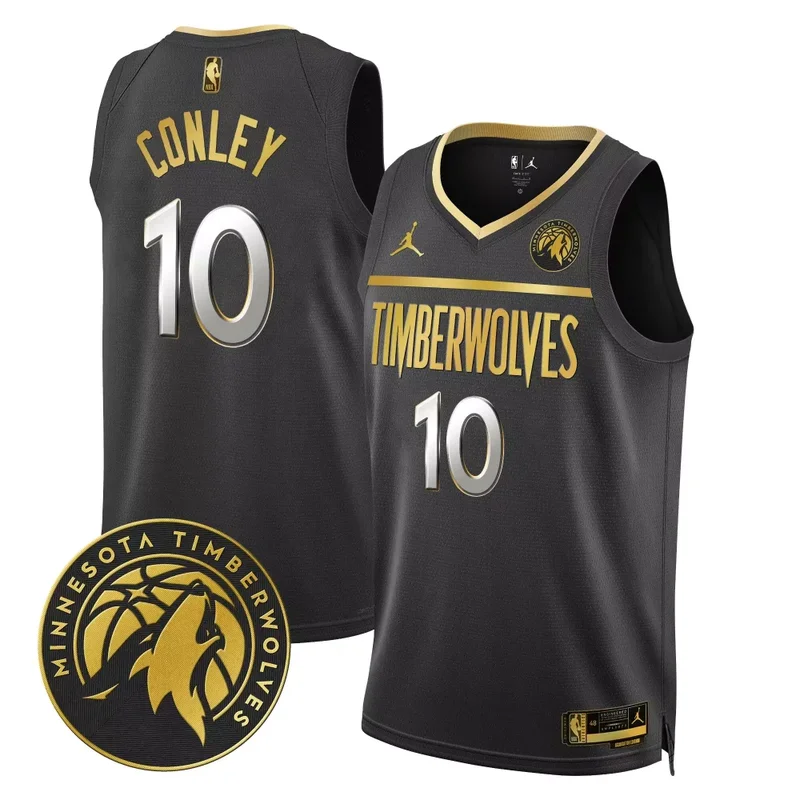 Black Gold Mike Conley Minnesota Timberwolves Swingman Jersey V2 All Stitched