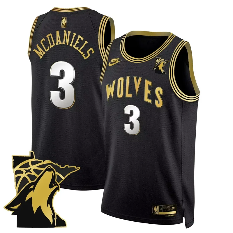 Black Gold Mike Conley Minnesota Timberwolves Swingman Jersey V2 Minnesota Patch All Stitched - Image 3