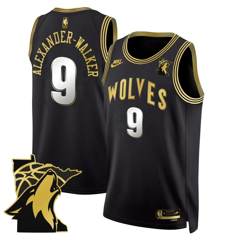 Black Gold Mike Conley Minnesota Timberwolves Swingman Jersey V2 Minnesota Patch All Stitched - Image 4