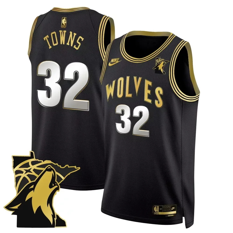 Black Gold Mike Conley Minnesota Timberwolves Swingman Jersey V2 Minnesota Patch All Stitched - Image 2