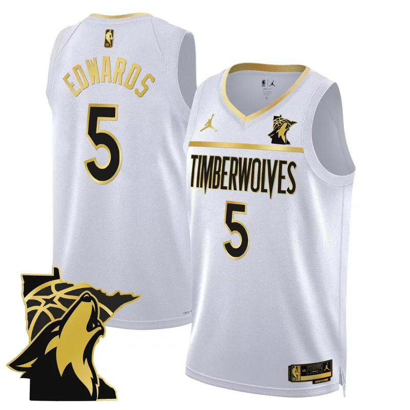 Black Gold Nickeil Alexander Walker Minnesota Timberwolves 2024 Baseball Jersey All Stitched - Image 3