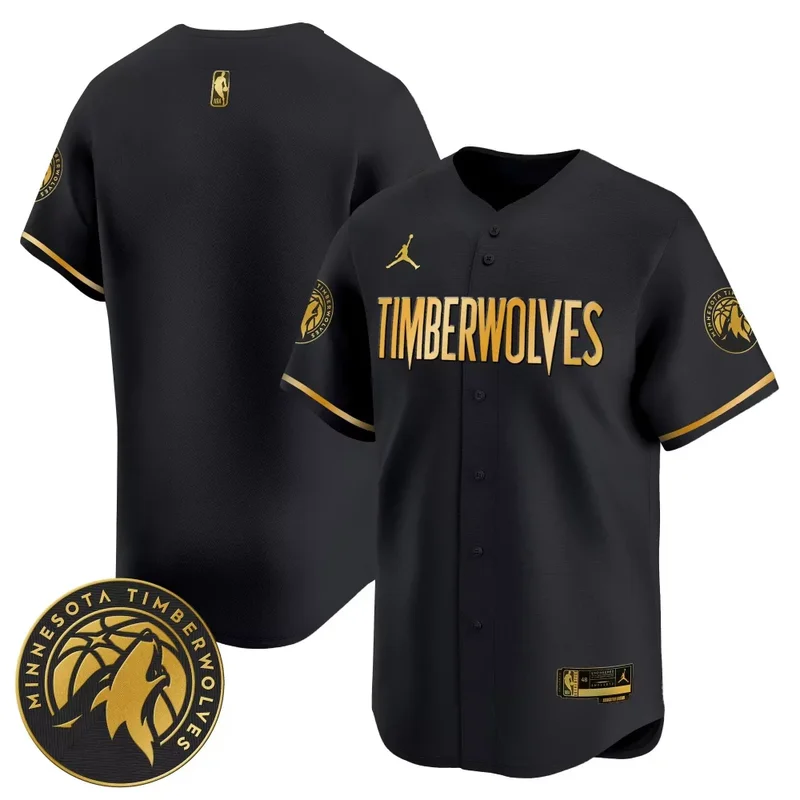 Black Gold Nickeil Alexander Walker Minnesota Timberwolves 2024 Baseball Jersey All Stitched - Image 2