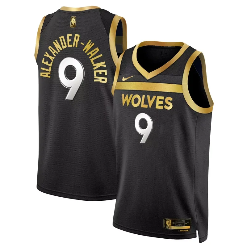 Black Gold Nickeil Alexander Walker Minnesota Timberwolves Swingman Jersey V3 All Stitched