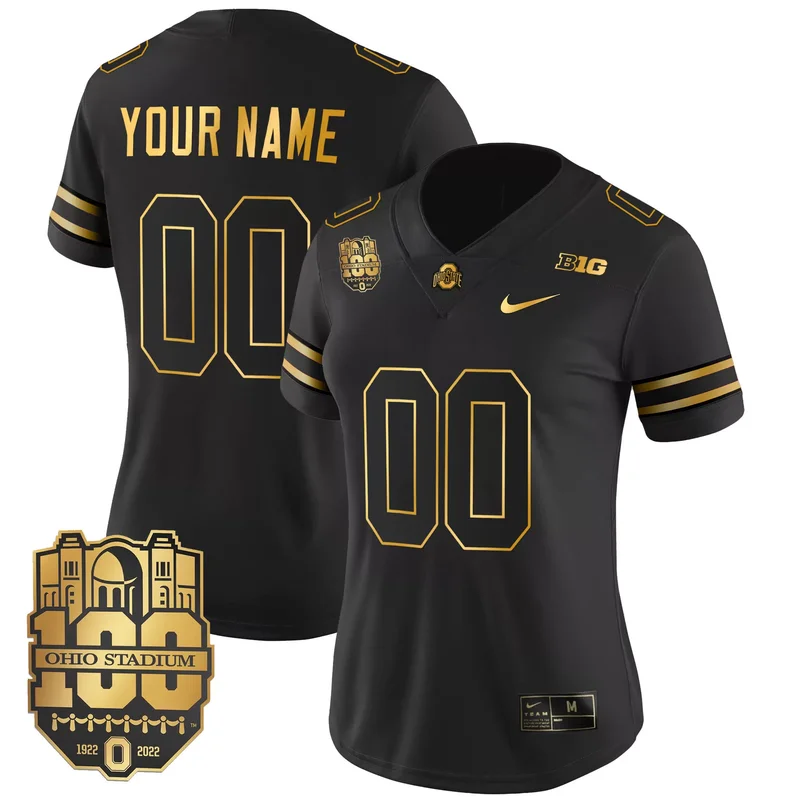 Black Gold ohio state buckeyes Gold custom jersey all stitched