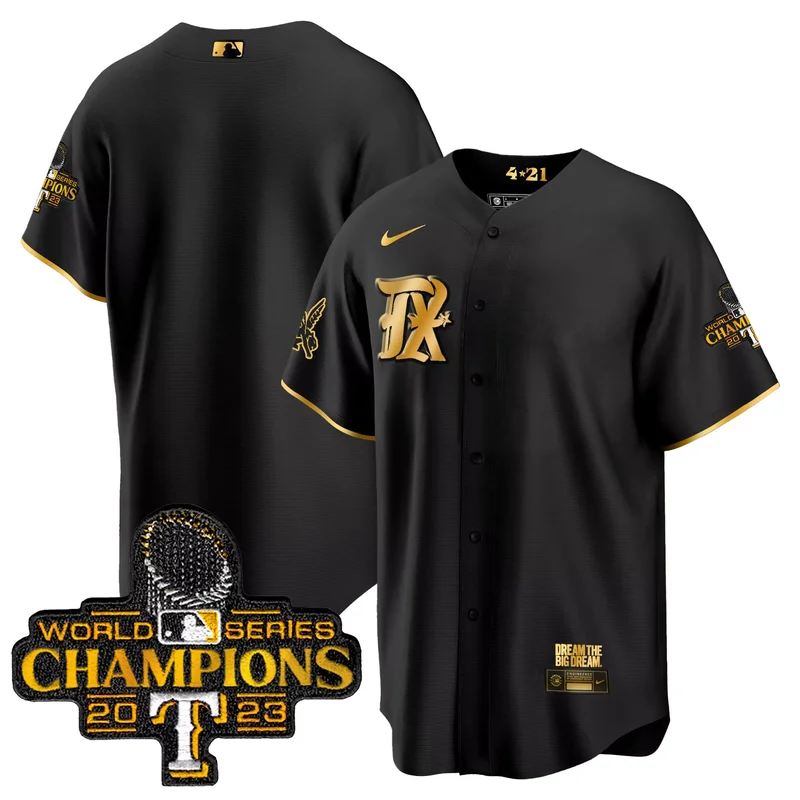 Black Gold Nathaniel Lowe texas rangers 2023 world series champions City connect jersey all stitched - Image 5