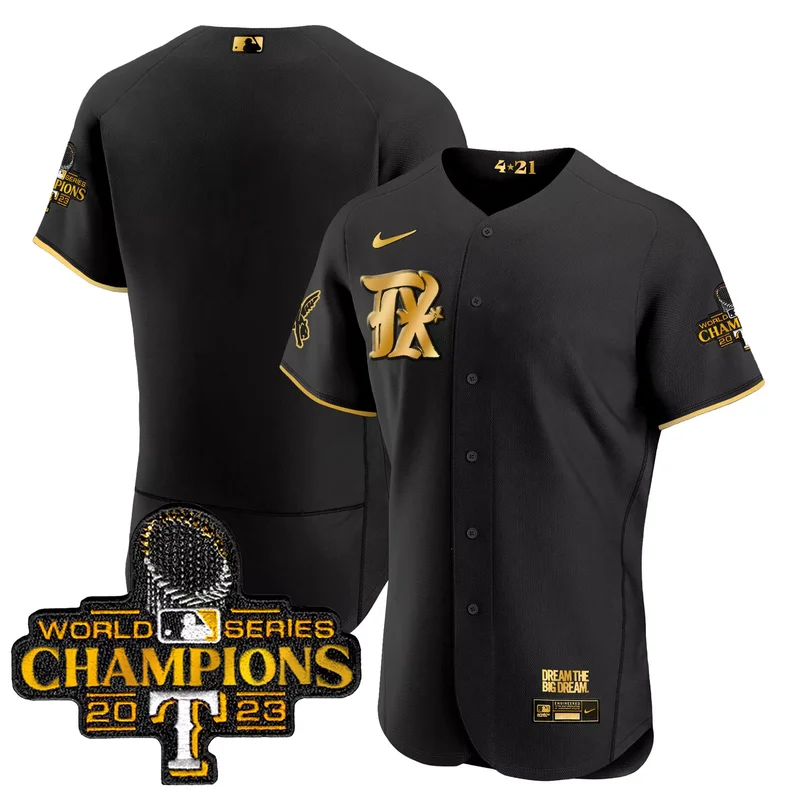 Black Gold Nathaniel Lowe texas rangers 2023 world series champions City connect jersey all stitched - Image 4