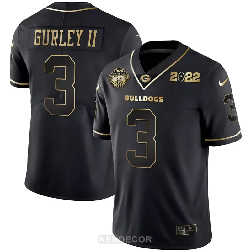 Black Gold Todd Gurley II Georgia Bulldogs CFP National Champions Jersey All Stitched