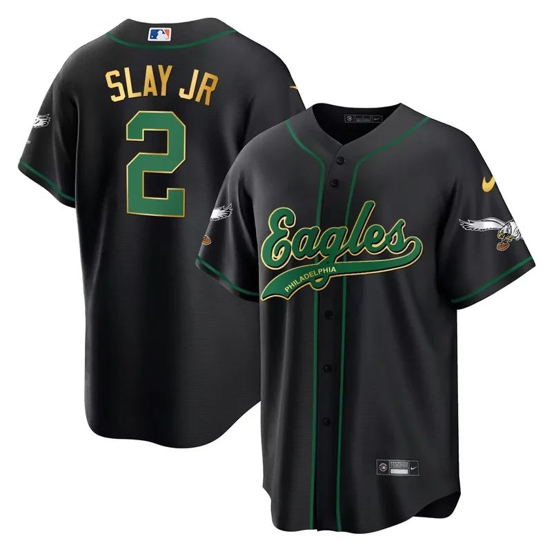 Black Gold Trim Darius Slay Jr Eagles Kelly Green Baseball Jersey All Stitched