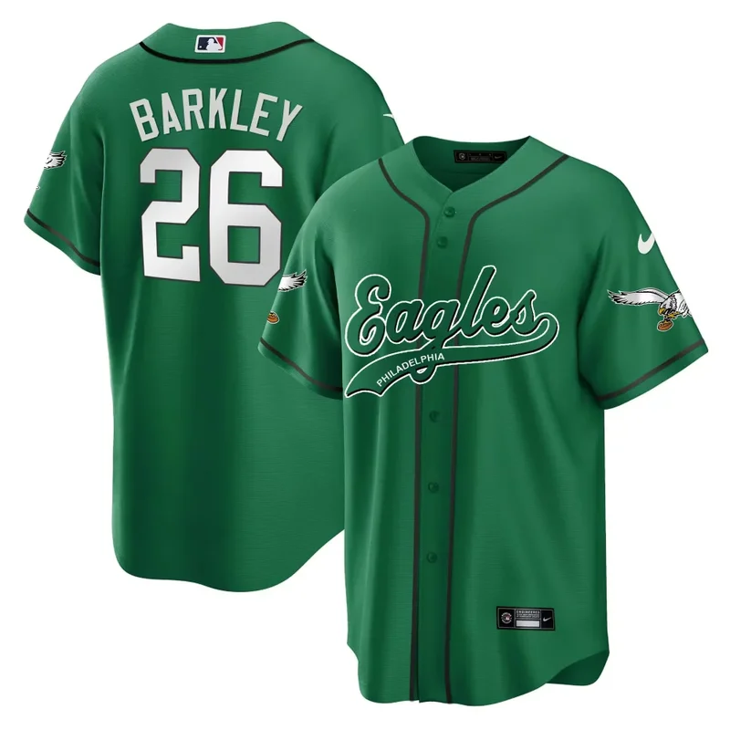 Black Gold Trim Eagles Jerome Brown Retired Patch Kelly Green Baseball Custom Jersey All Stitched - Image 3