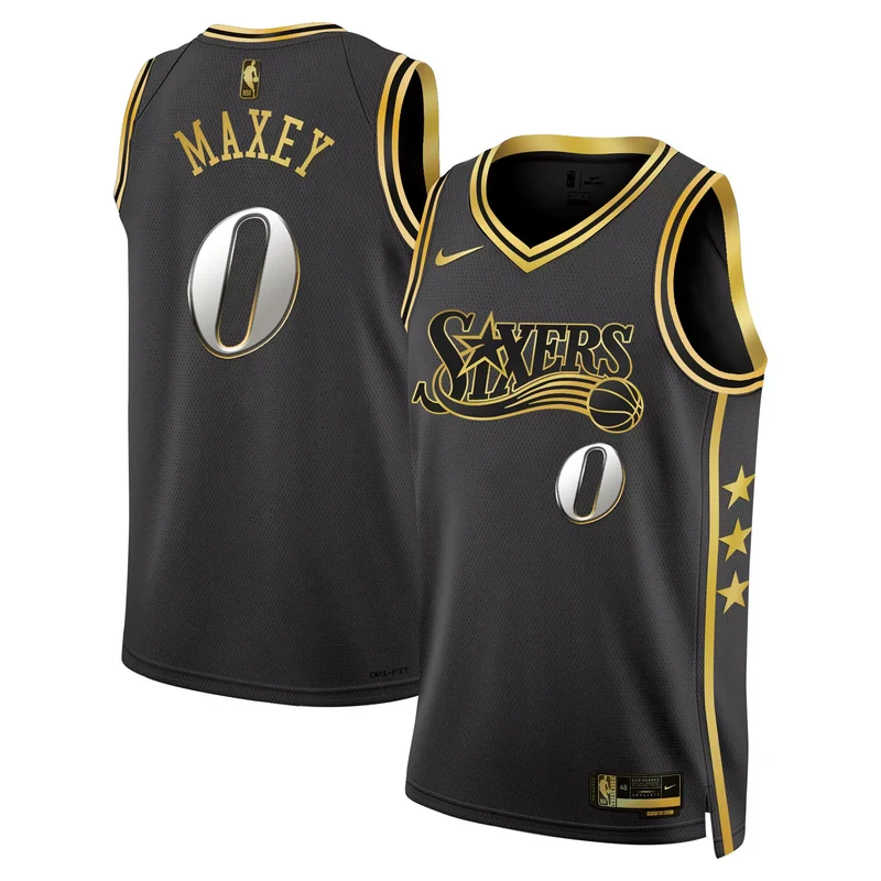 Black Gold philadelphia 76ers swingman custom jersey all stitched - Image 5