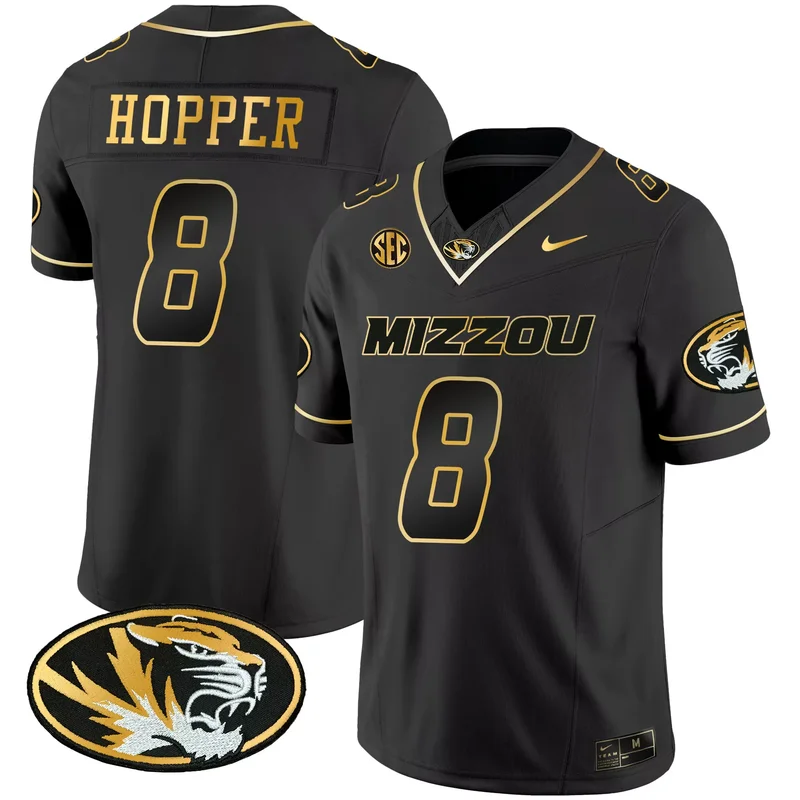 Black Gold Cody Schrader missouri tigers Gold jersey all stitched - Image 2
