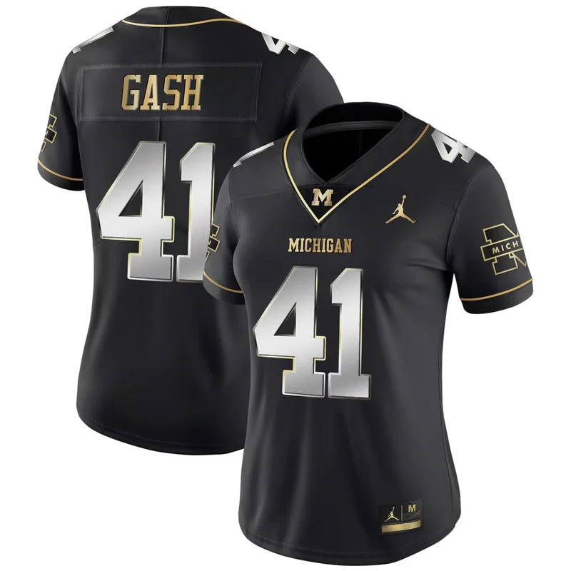 Black Isaiah Gash michigan wolverines Gold split jersey all stitched