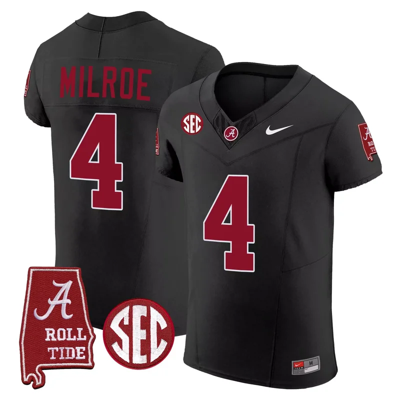 Black Jalen Milroe alabama crimson tide jersey all stitched