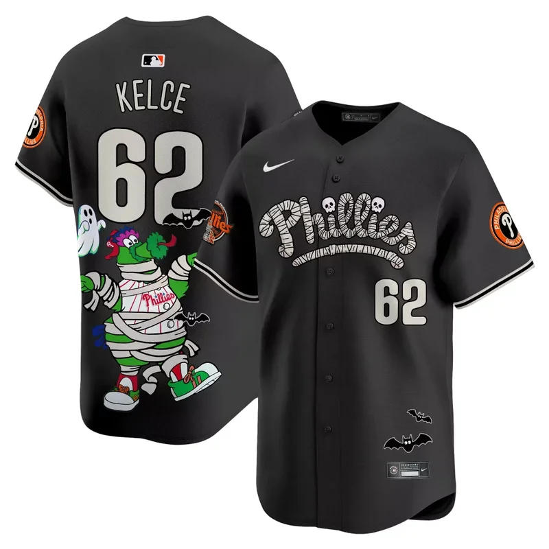 Black Jason Kelce Unisex Phillies Phanatic Halloween Vapor Jersey Printed