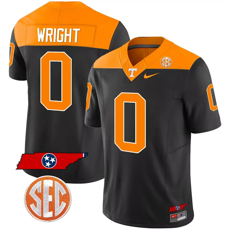 Black Jaylen Wright tennessee volunteers 2023 Alternate jersey v2 all stitched