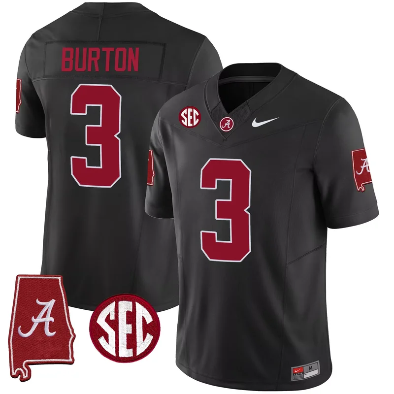 Black Jalen Milroe alabama crimson tide jersey v5 alabama map all stitched - Image 5