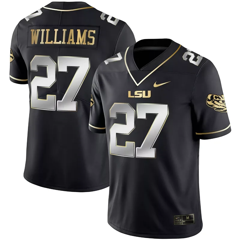 Black Gold lsu tigers custom name number jersey all stitched - Image 2