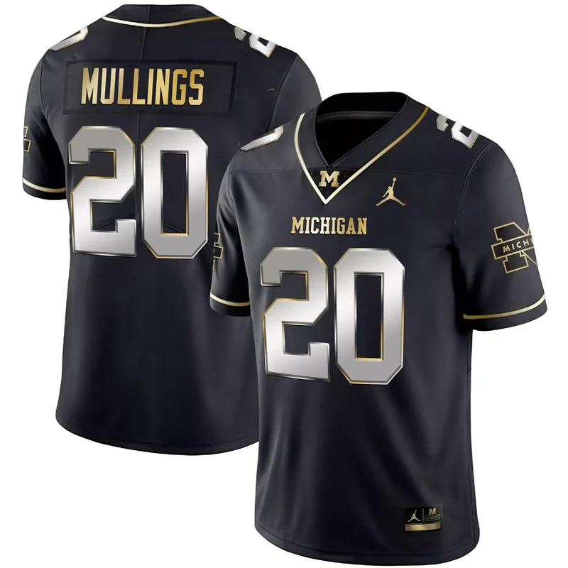Navy #1 Team michigan wolverines 1000 wins patch jersey v2 all stitched - Image 4