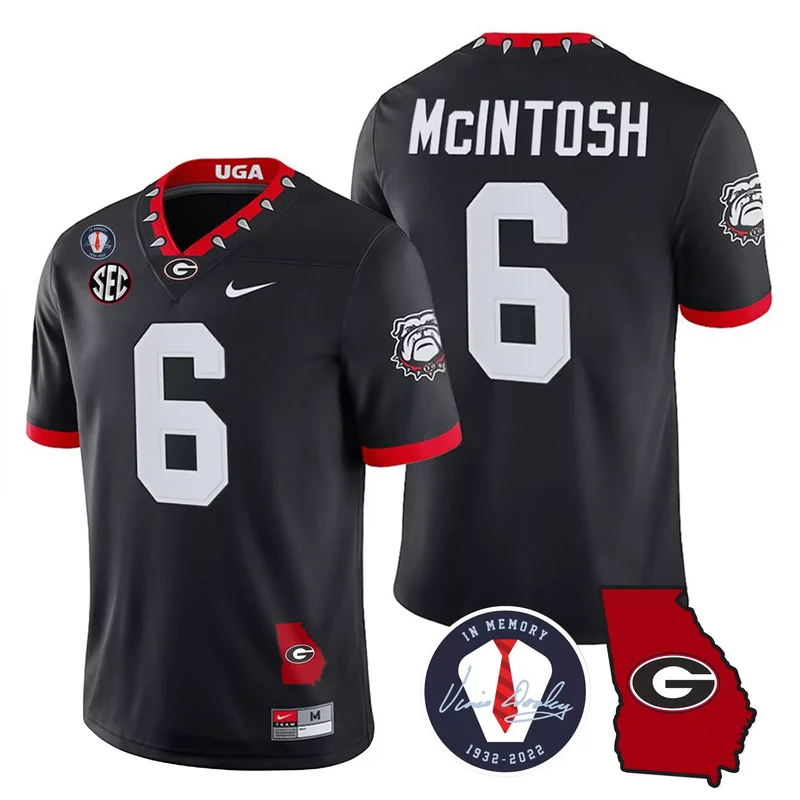 Black Kenny McIntosh georgia bulldogs 2023 jersey v2 georgia map all stitched