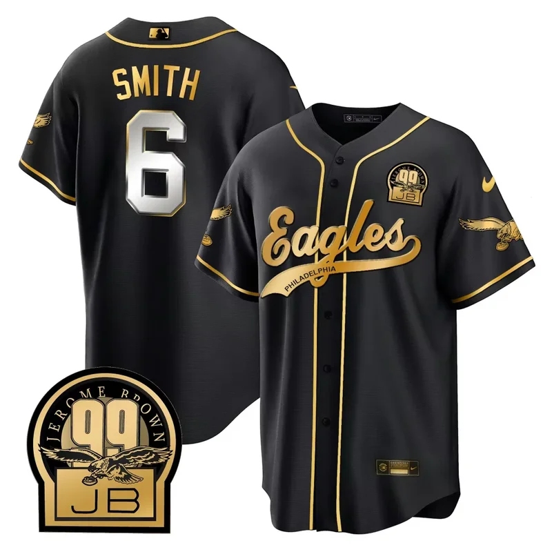 Black Limited Saquon Barkley Eagles Jerome Brown Retired Patch Kelly Green Baseball Jersey All Stitched - Image 3