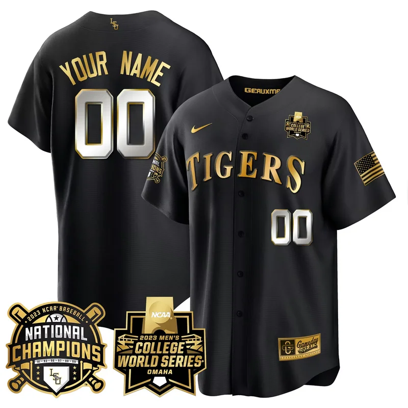 Black lsu tigers 2023 national champions Gold cool custom jersey v2 all stitched - Image 4