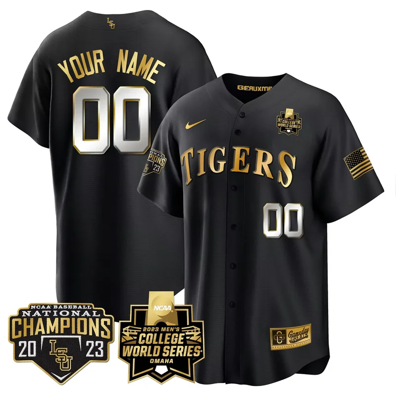 Black lsu tigers 2023 national champions Gold cool custom jersey v2 all stitched - Image 3