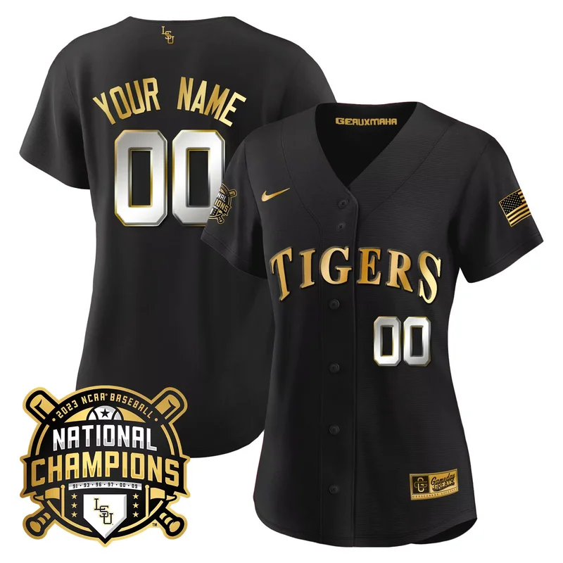 Black Gold Paul Skenes lsu tigers 2023 national champions jersey all stitched - Image 3