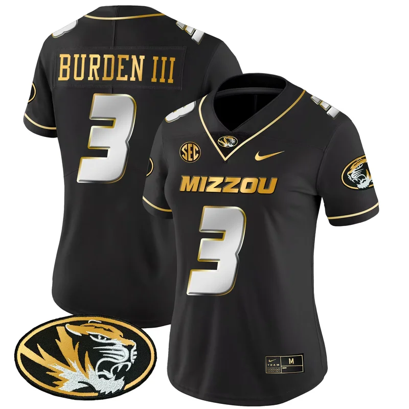 Black Luther Burden III missouri tigers Gold jersey all stitched