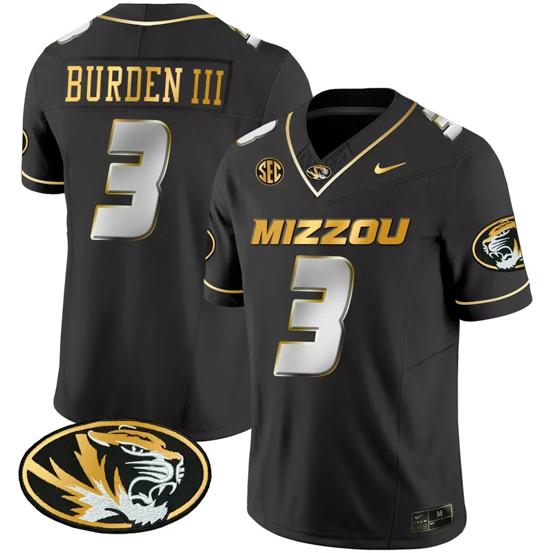 Black Luther Burden III missouri tigers Gold jersey all stitched