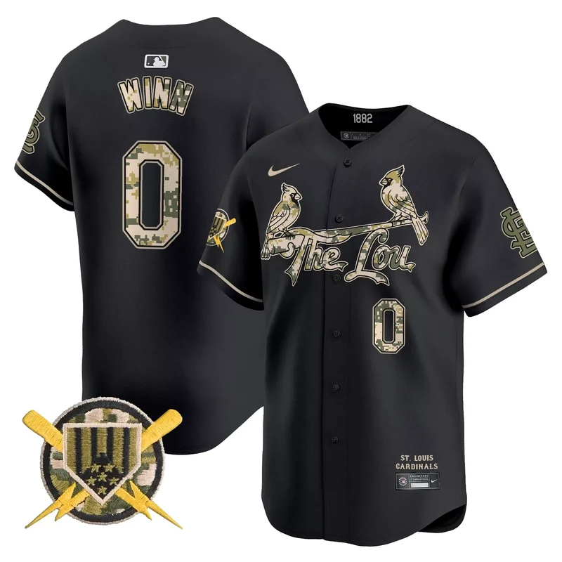 Black Masyn Winn st. louis cardinals armed forces day jersey all stitched