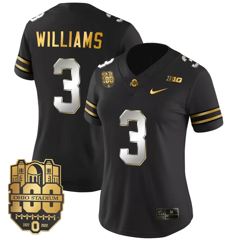 Black Miyan Williams ohio state buckeyes Gold jersey all stitched