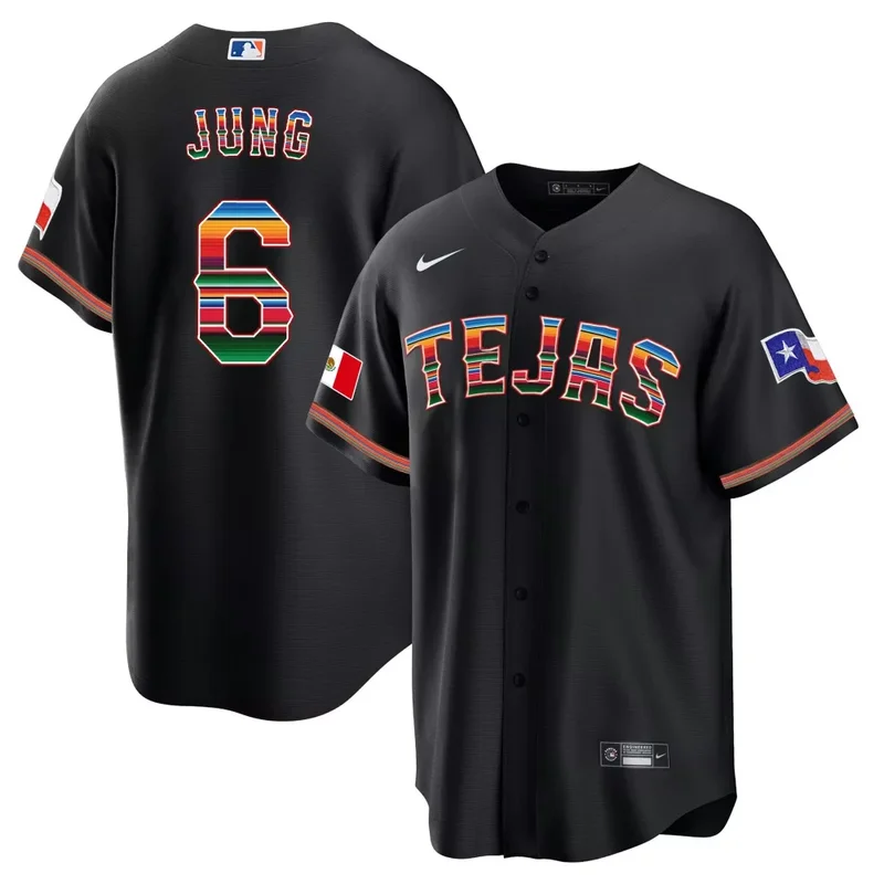 Black Nathaniel Lowe Texas Rangers Mexican Cool Base Jersey All Stitched - Image 2