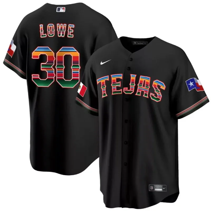 Black Nathaniel Lowe Texas Rangers Mexican Cool Base Jersey All Stitched