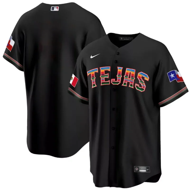 Black Nathaniel Lowe Texas Rangers Mexican Cool Base Jersey All Stitched - Image 4