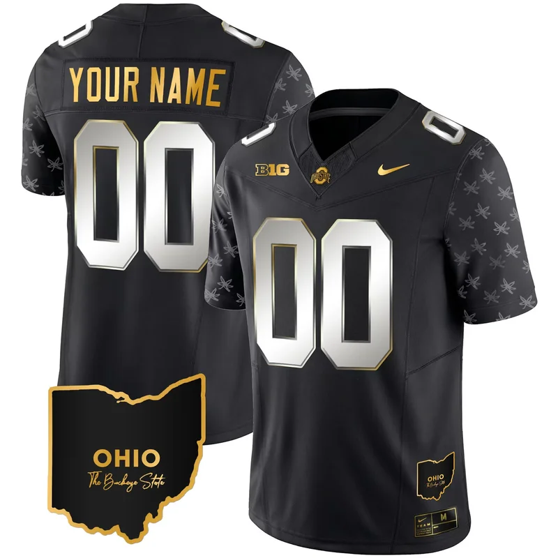 Black Emeka Egbuka ohio state buckeyes Gold trim jersey all stitched - Image 3