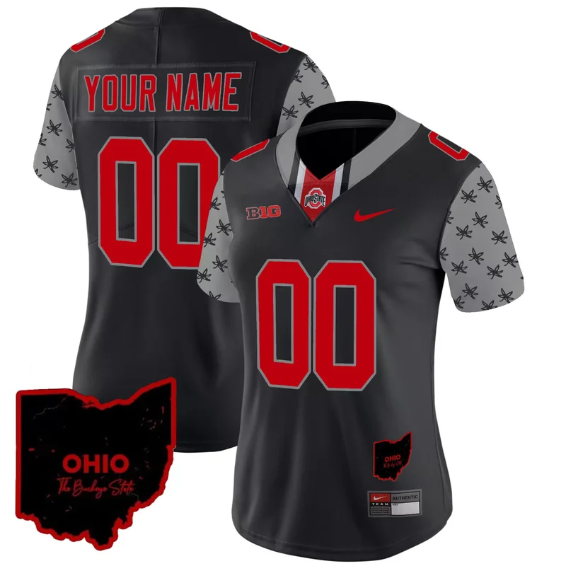 Black Emeka Egbuka ohio state buckeyes Gold trim jersey all stitched - Image 2