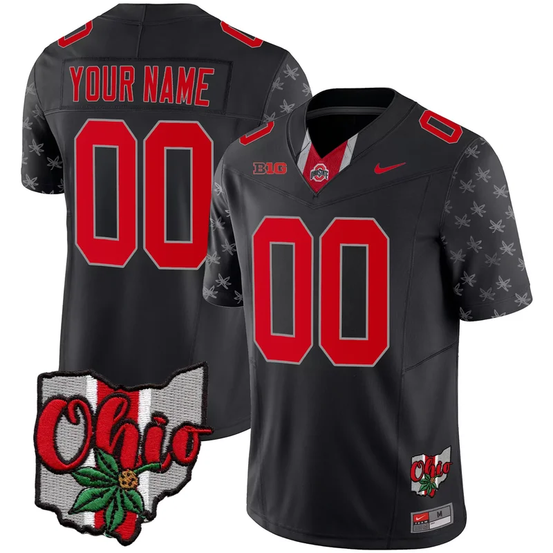 Black ohio state buckeyes 2023 gray Alternate custom jersey v2 stitched