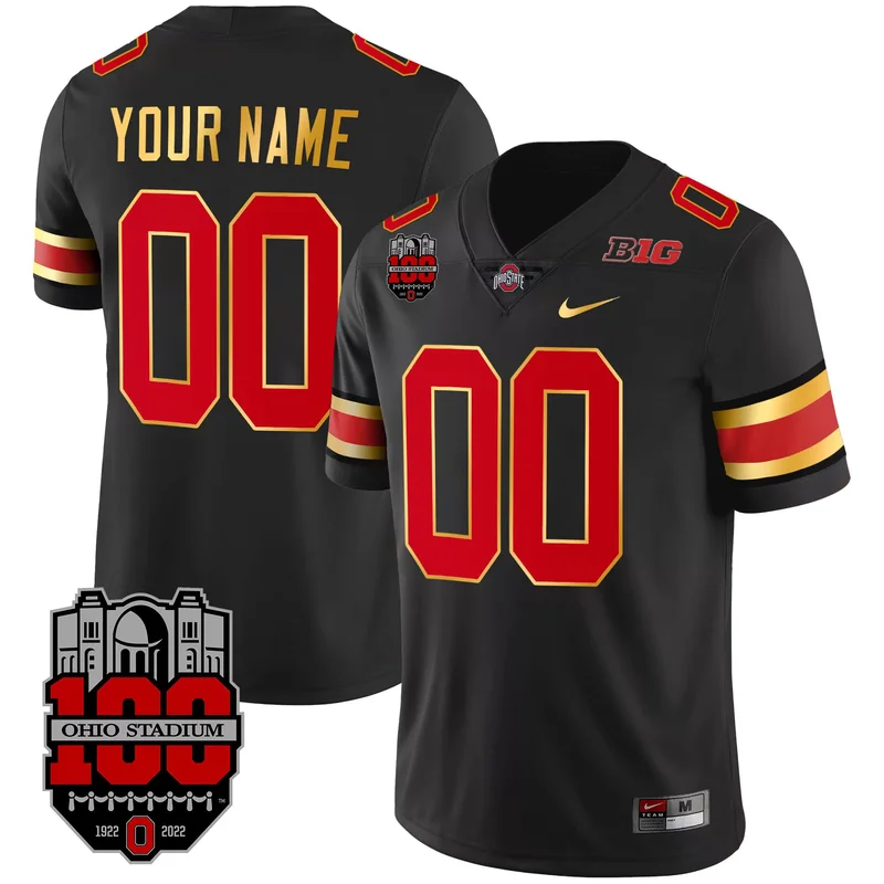 Black Gold ohio state buckeyes Gold custom jersey all stitched - Image 3