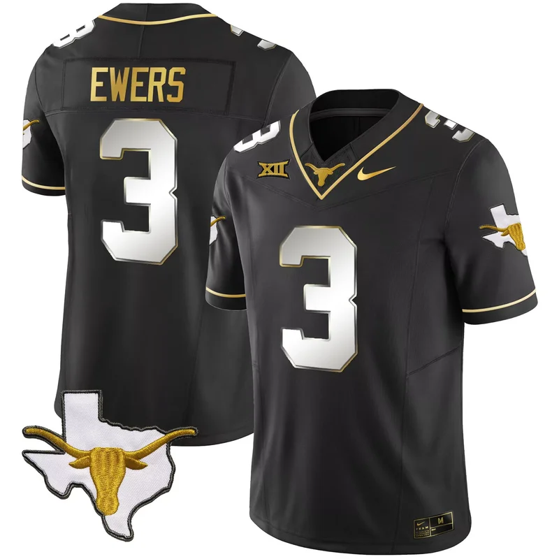 Black Xavier Worthy texas longhorns jersey v2 all stitched - Image 3