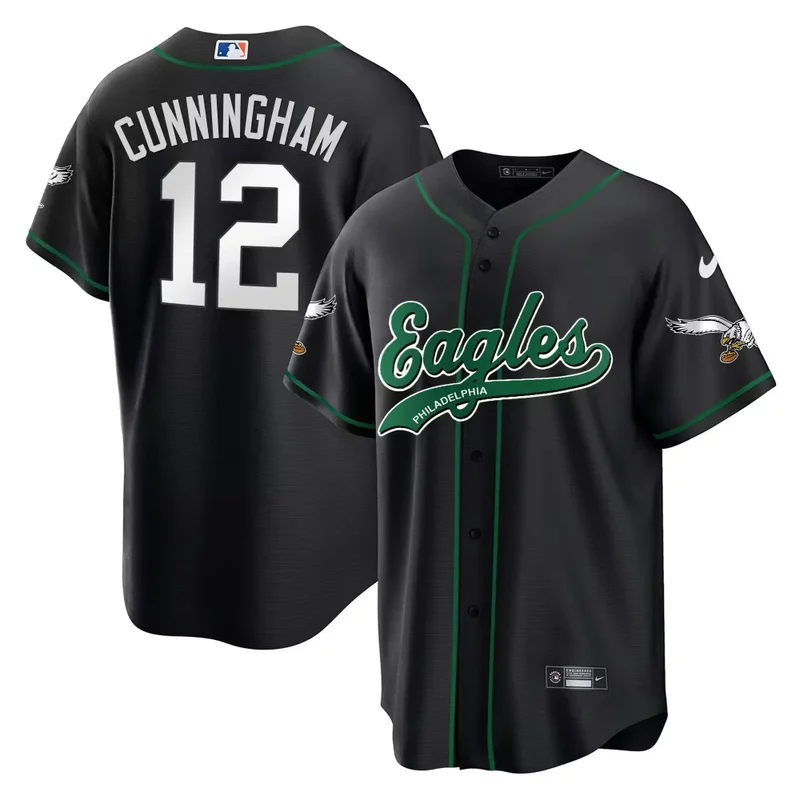 Black Randall Cunningham Eagles Kelly Green Baseball Jersey All Stitched