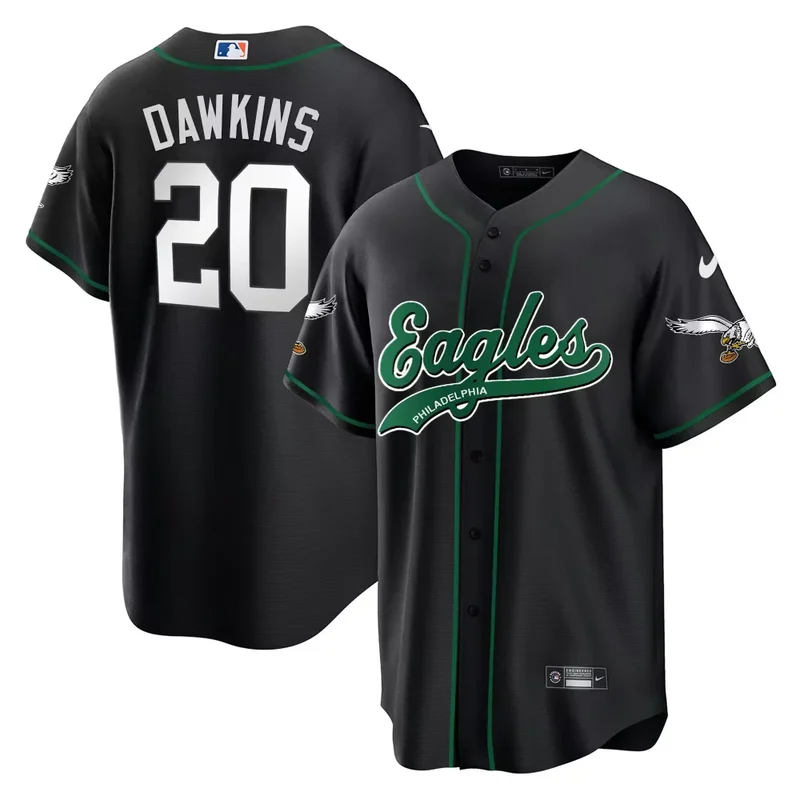 Black Randall Cunningham Eagles Kelly Green Baseball Jersey All Stitched - Image 3